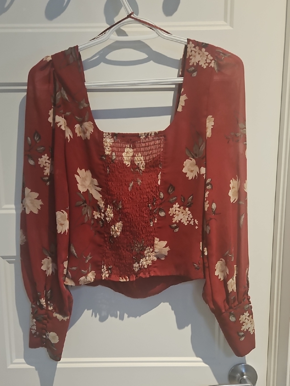 Dynamite Burgundy Floral Scoop-Neck Blouse - Picture 5 of 8